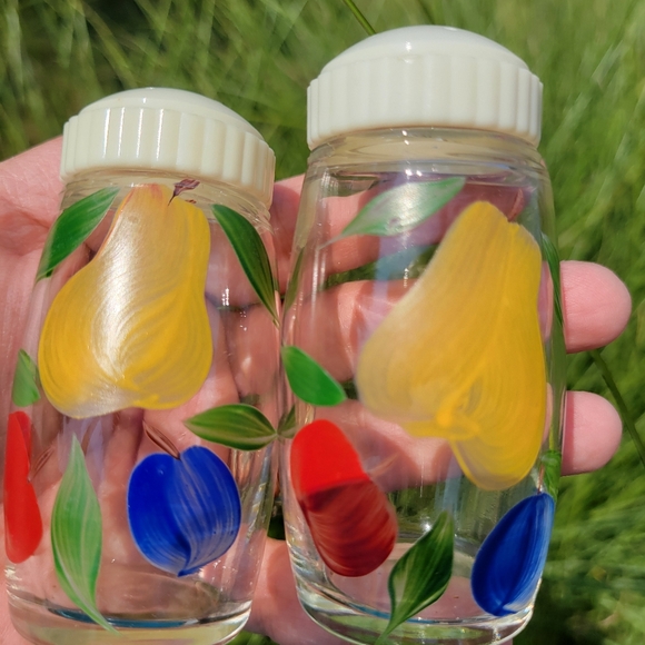 Painted Fruit Cream & Sugar Salt & Pepper ~ 1960s ~ Gay Fad ~ Bartlett Collins ? - Picture 6 of 10